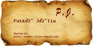 Patkó Júlia névjegykártya