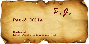 Patkó Júlia névjegykártya